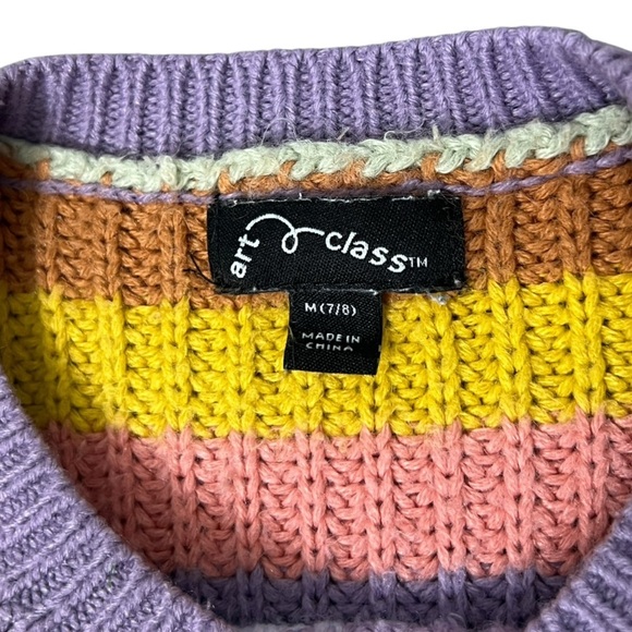 Art Class Purple and Yellow Crew Neck Cropped Sweater - M (7/8) - Picture 5 of 7